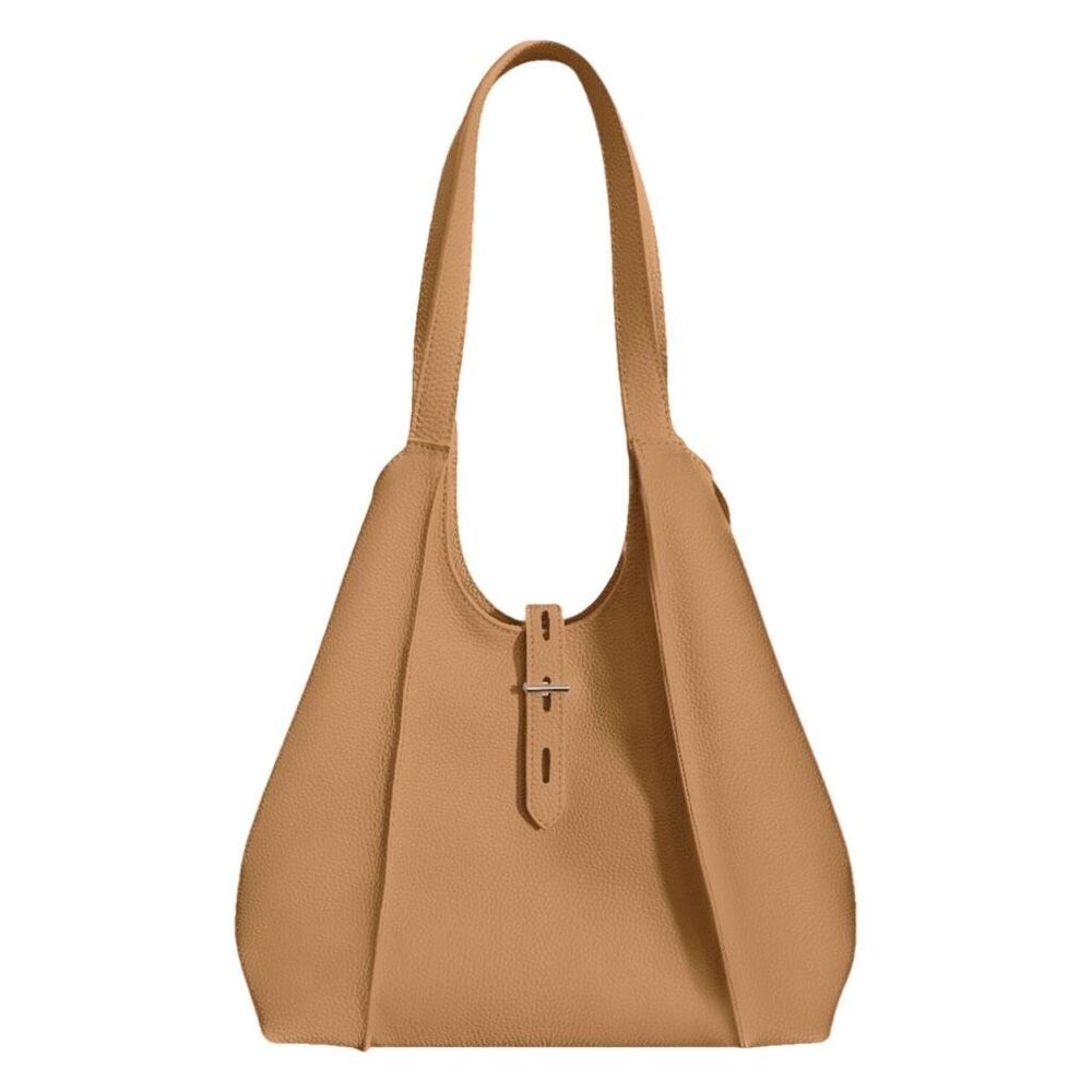 Tote Le Monde 100% Leather Milan Tote In The Color Camel Tan - Picture 2 of 12